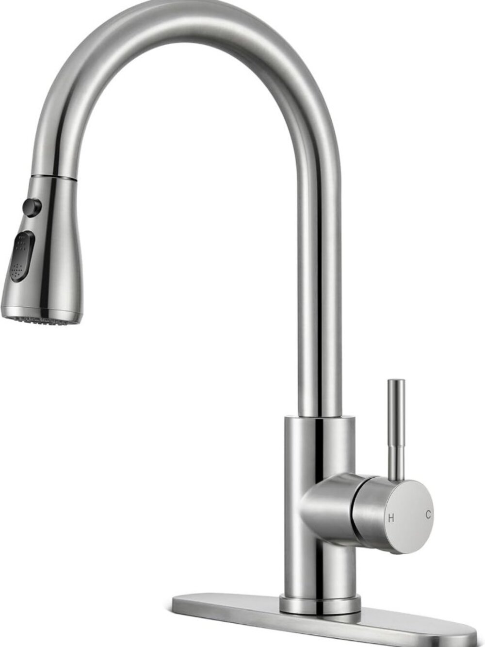 Stylish Brushed Nickel Kitchen Faucet with Pull Down Sprayer for Modern Homes
